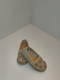 Girls Glitter Slip-On Flats with Floral Details