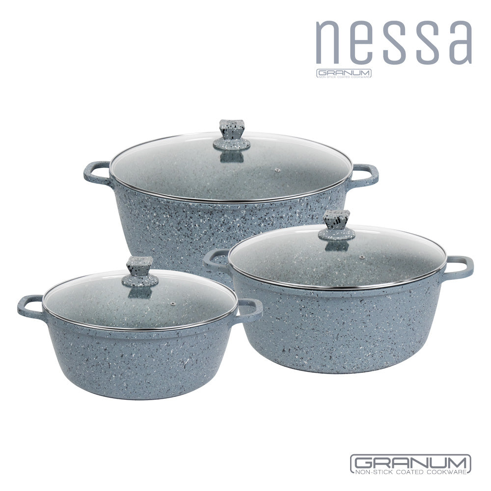 nessa 3pc diecast non-stick stockpot with granite effect