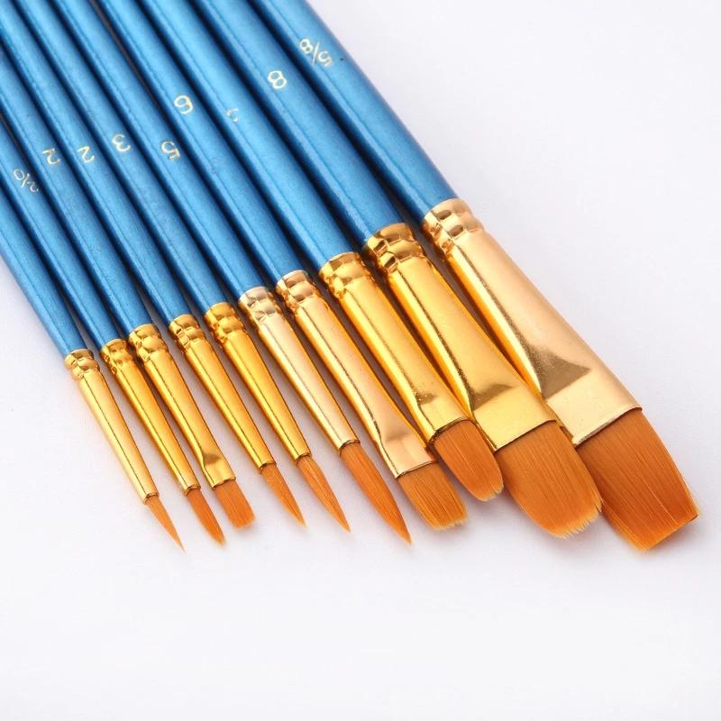CRELANDO Set of 10 Paint Brushes with Storage Case