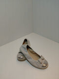 Girls Beige Ballet Flats with Metallic Toe & Bow Detail