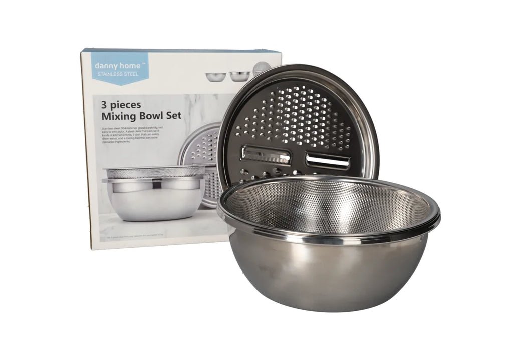 Danny Home Stainless Steel 3-Piece Mixing Bowl Set