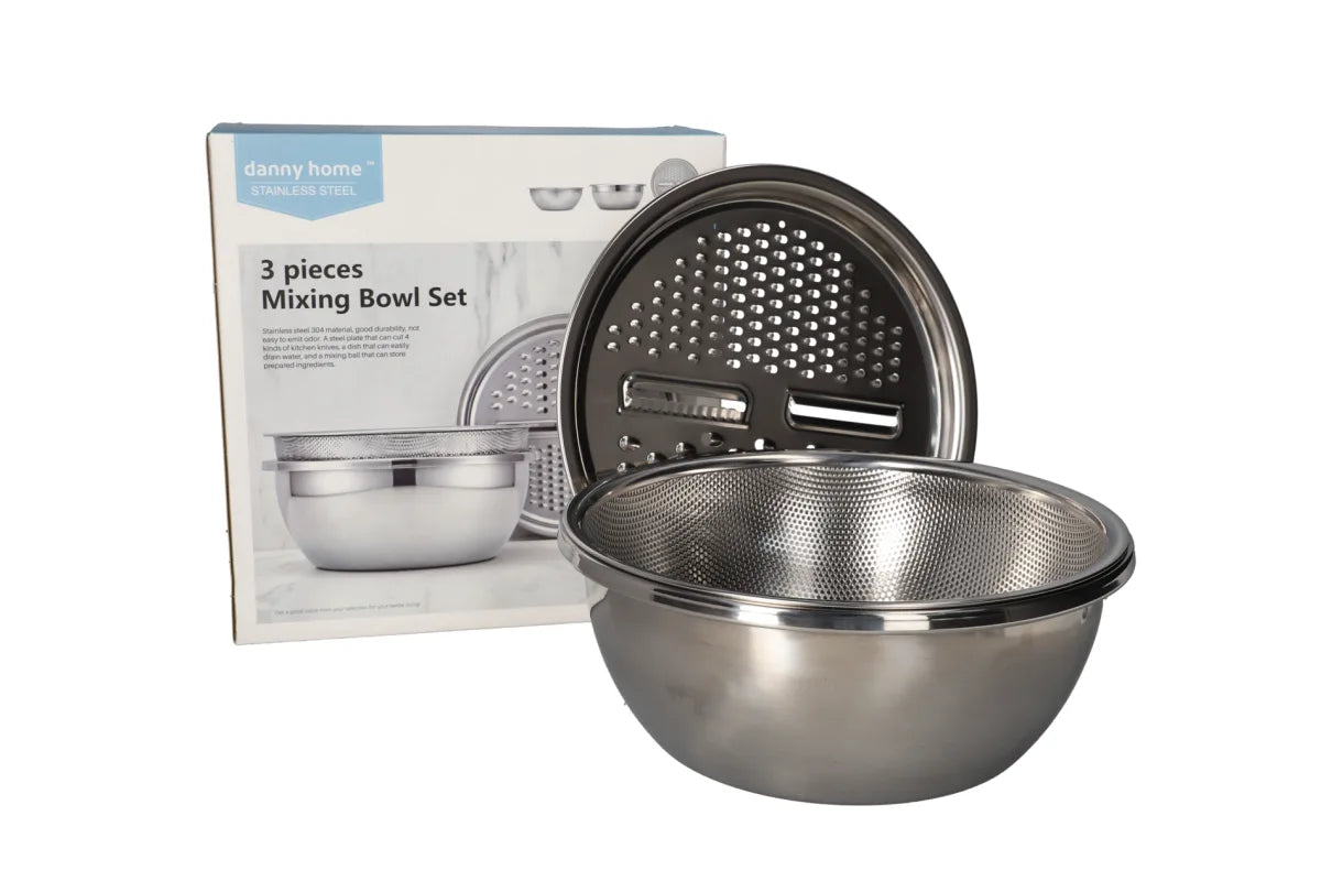 Danny Home Stainless Steel 3-Piece Mixing Bowl Set