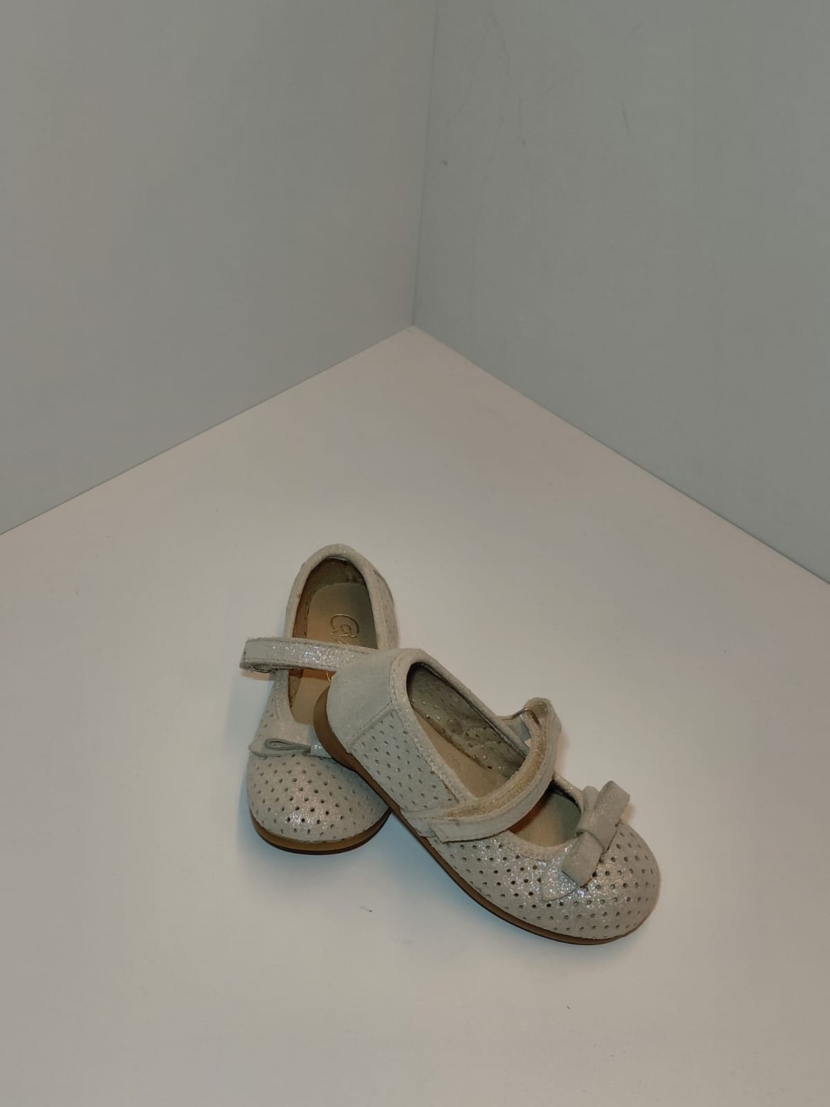 Girls Perforated Mary Jane Flats with Bow
