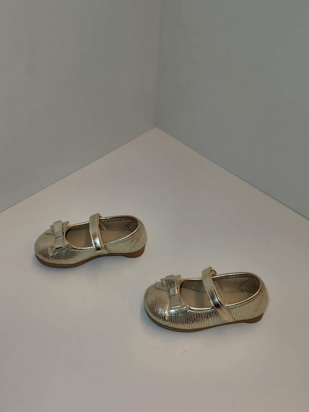 Girls Metallic Mary Jane Flats with Bow