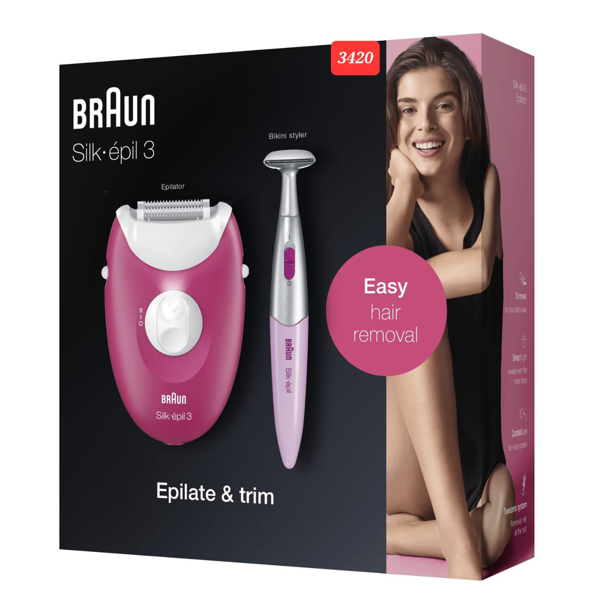 Braun Silk-épil 3 Epilate &amp; Trim – Corded Epilator
