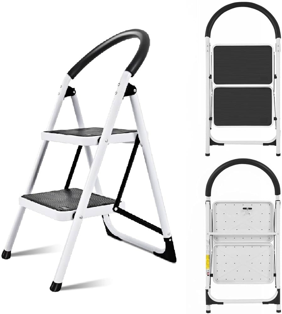 Danny Home 2-Step Folding Steel Ladder – Slim Design