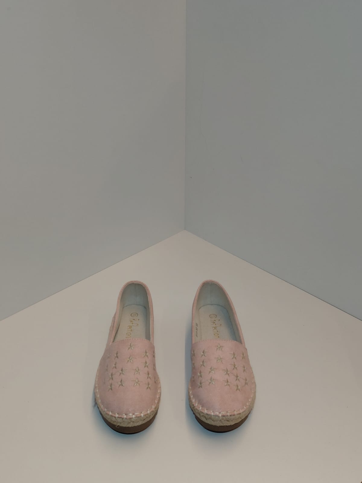 Girls Pink Canvas Espadrille Flats with Star Detail