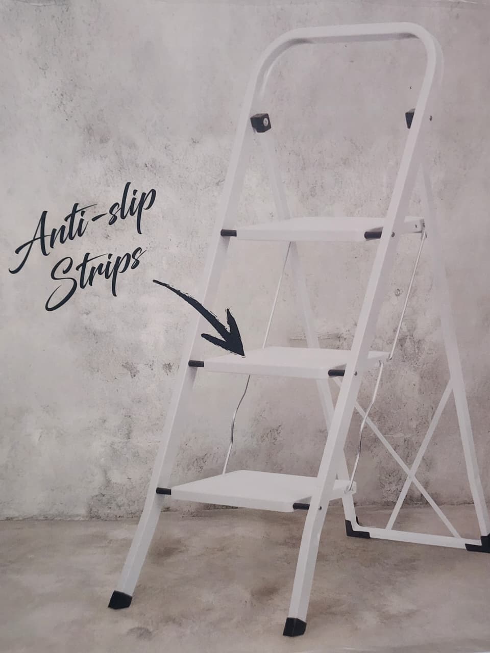 Danny Home 3-Step Folding Steel Ladder – Slim Design