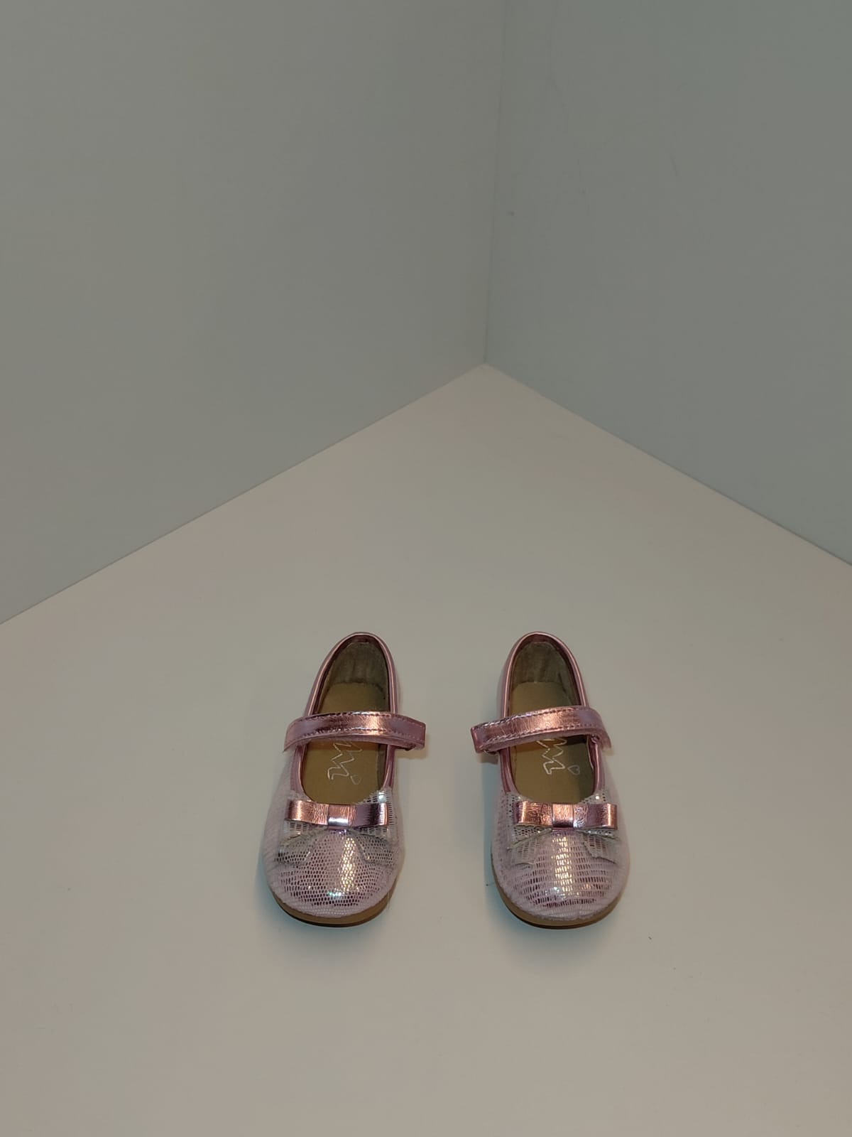 Girls Pink Metallic Mary Jane Flats with Bow