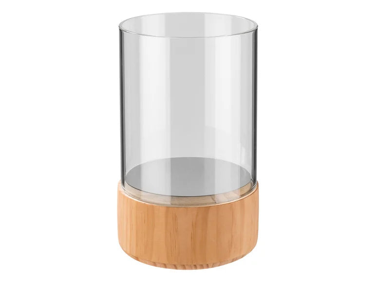 LIVARNO Home Glass Lantern with Wooden Base