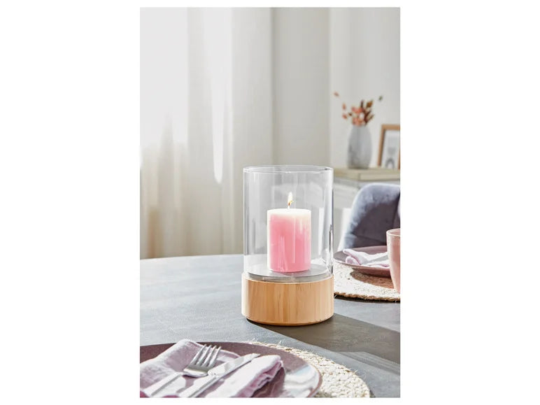 LIVARNO Home Glass Lantern with Wooden Base