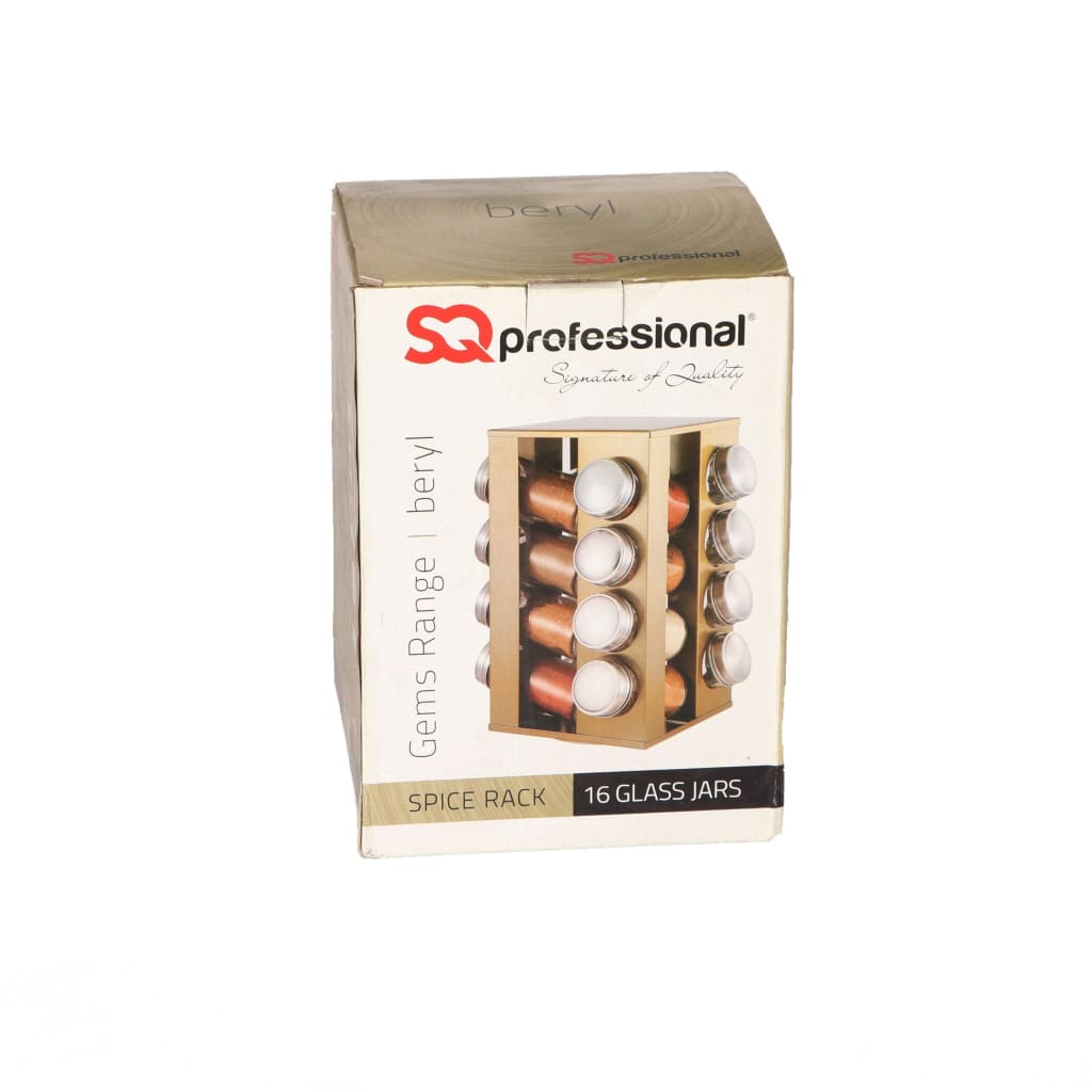 SQ Professional Spice Rack with 16 Glass Jars